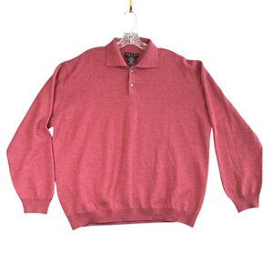 Valda Men XL Sweater Pink Merino Wool Collared Lightweight Pullover Preppy Italy
